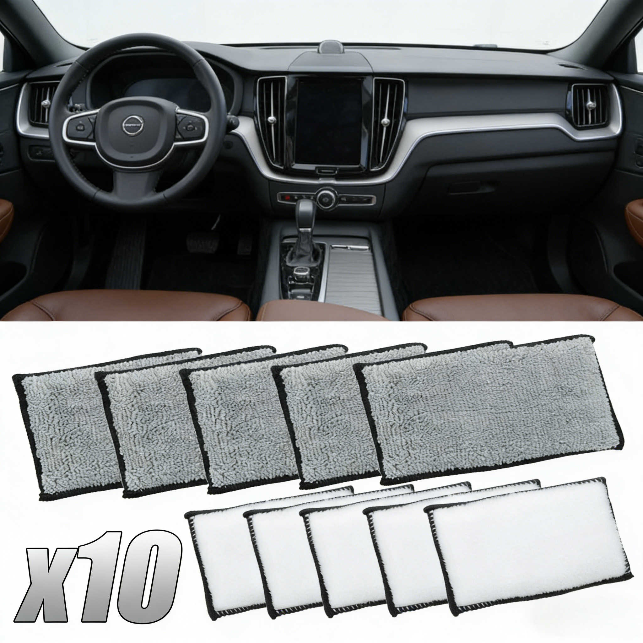 10Pcs Soft Double-Side Microfi - Leather Cleaner Interior avis et prix